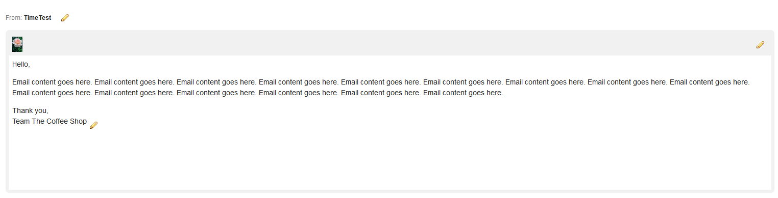 Sample email text  with logo image